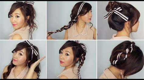6 Easy Ribbon Hairstyles Youtube