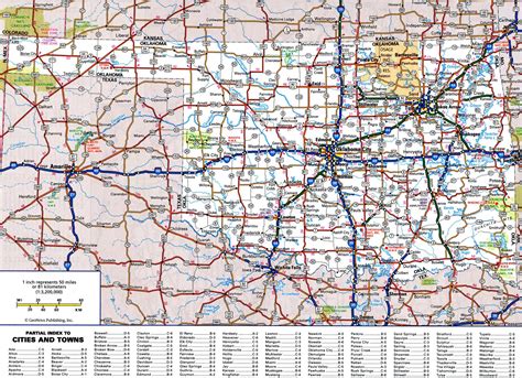 Large Detailed Roads And Highways Map Of Oklahoma State With All Cities
