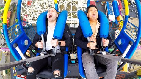 Try Not To Scream Challenge Slingshot Amusement Park Ride Youtube