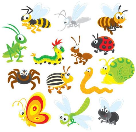 Funny Cartoon Insects Vector Set 13 Bug Cartoon Cartoon Garden