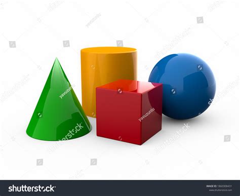 Color Basic Shapes Realistic 3d Geometric Stock Illustration 1860308431