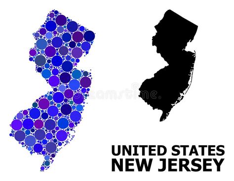 Blue Circle Mosaic Map Of New Jersey State Stock Illustration