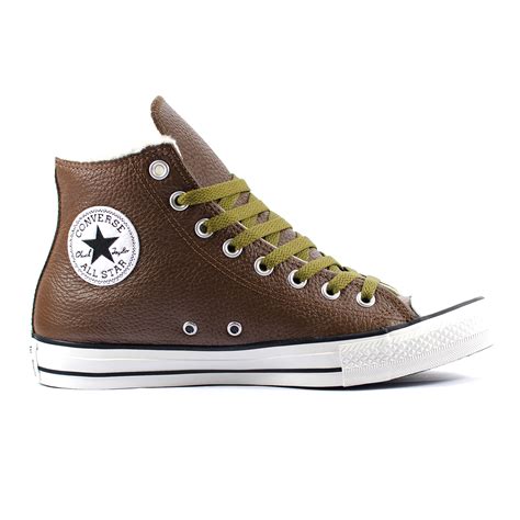 Mens Converse Chuck Taylor All Star Hi Fur Shearling Brown Leather