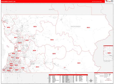 Snohomish County Wa Zip Code Wall Map Red Line Style By Marketmaps