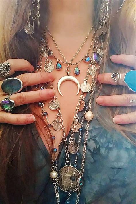 Crescent Moon Necklace Hippie Boho Bohemian Style Jewelry In