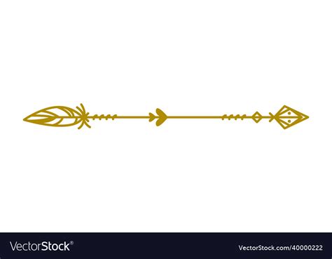 Golden Arrow In Tribal Style Vintage Text Divider Vector Image