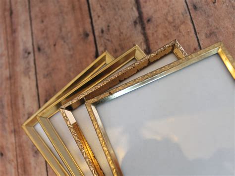 Vintage 3x4 Metal Gold Brass Colored Photo Picture Frame Set Of 4