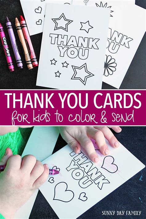 Free Printable Thank You Cards For Kids To Color And Send Printable