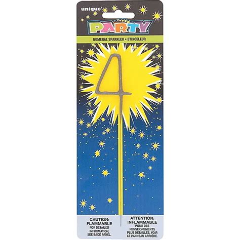Number 4 Sparkler 1 34in X 7in Party City