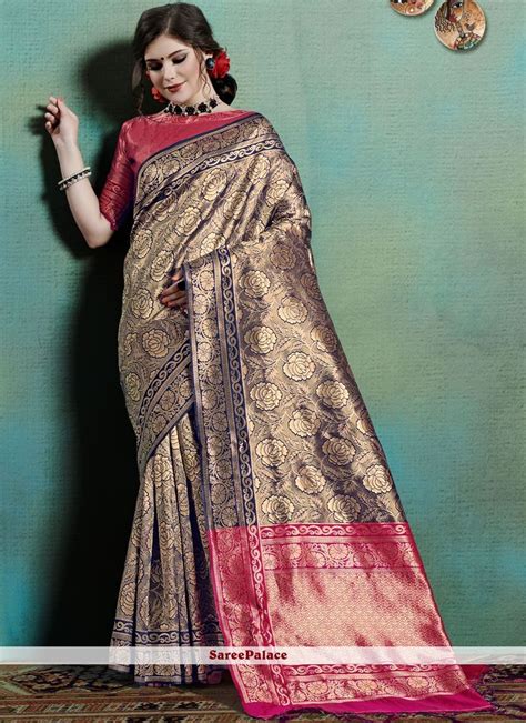 Buy Blue Ceremonial Art Silk Traditional Designer Saree Online Saree Designs Traditional