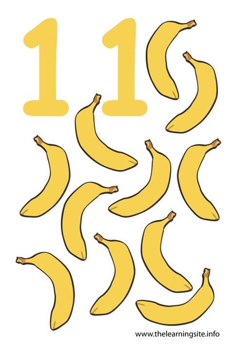 Number Eleven Flashcard 11 Bananas The Learning Site