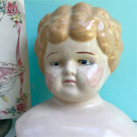 Vintage Ceramic Doll Head Porcelain Hand Painted Doll Head Vintage