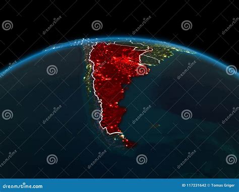 Argentina On Earth At Night Stock Illustration Illustration Of