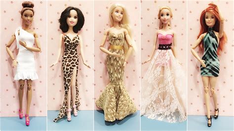 5 Easy Diy Barbie Doll Dresses 👗 Party Dress 👗 Prom Dress 👗 Youtube