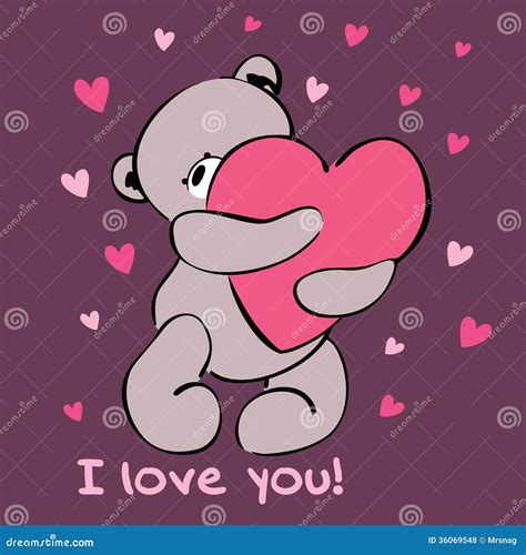Cute Teddy Bear Hugging A Heart Stock Photo Image 36069548