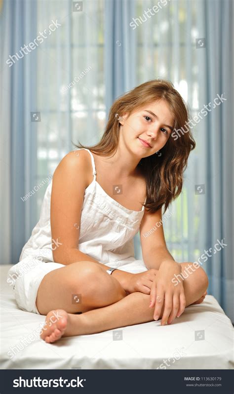 Portrait Smiling Beautiful Teen Girl Home Stock Photo 113630179