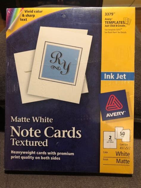 3379 Avery Textured Matte White Note Cardsenvelope Inkjet 45 X 55