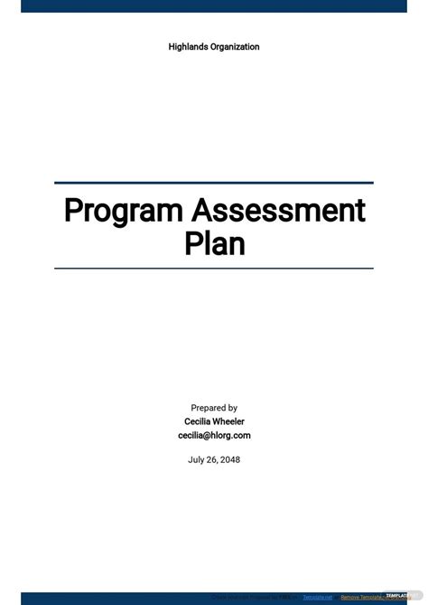 Assessment Plan Word Templates Design Free Download