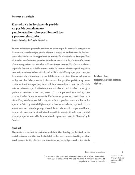 PDF El Estudio De Las Facciones De Partido Un Posible Complemento