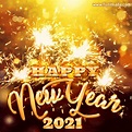 Happy New Year 2021 Golden Text and GIF Animated Sparklers | Funimada.com