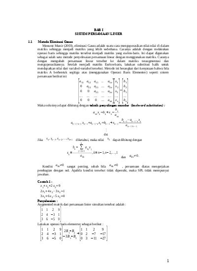 Bab I Sistem Persamaan Linier