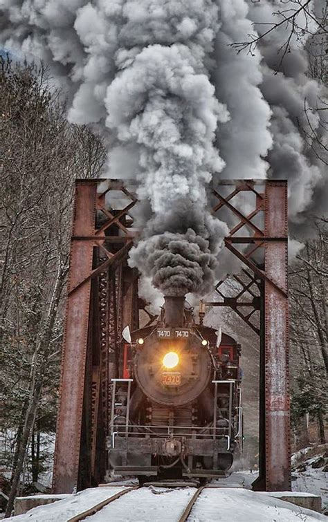 Winter Steam Engine New Hampshire United States Train Train