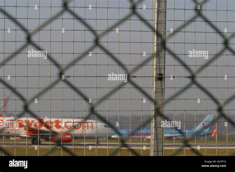 Airport Security Double Fencing Protecting Boundary And Perimeter Of An