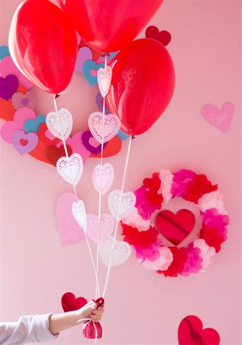 Heart Doily Valentine Balloons Craft Design Improvised
