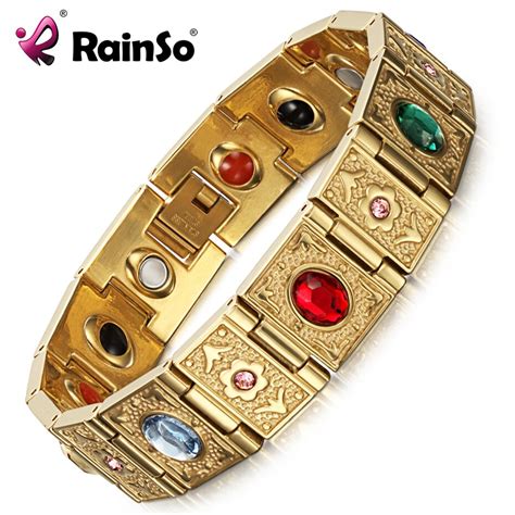 Rainso Stainless Steel Bio Energy Bracelet Fashion Health Fir Bangle Magnetic Jewelry Bracelets