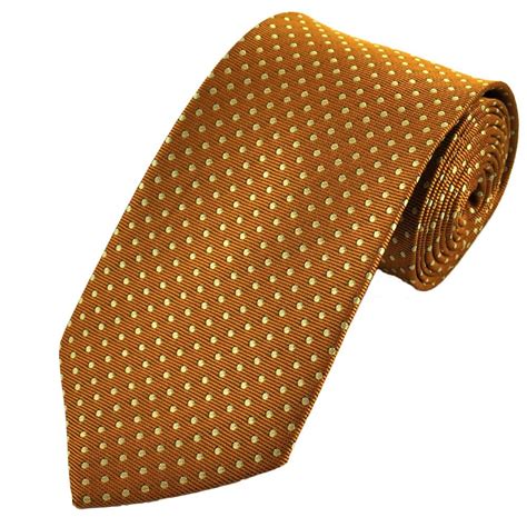 Amber Gold And Yellow Polka Dot Patterned Mens Tie From Ties Planet Uk