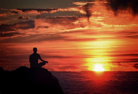 Hd Wallpaper Meditation Mindfulness Person Meditating At Sunset