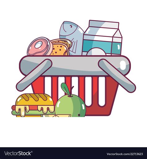 Supermarket Grocery Products Cartoon Royalty Free Vector