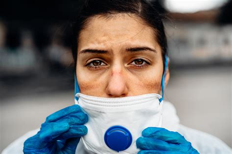 Exhausted Doctor Nurse Wearing Coronavirus Protective Gear N Mask Uniform Coronavirus Covid