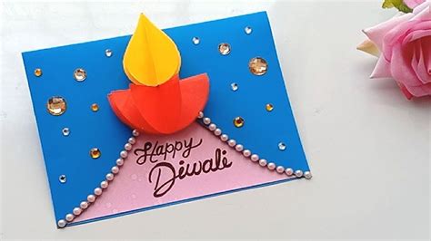 Diwali card/ Handmade easy Diwali card Tutorial | Diwali card making, Handmade diwali greeting ...