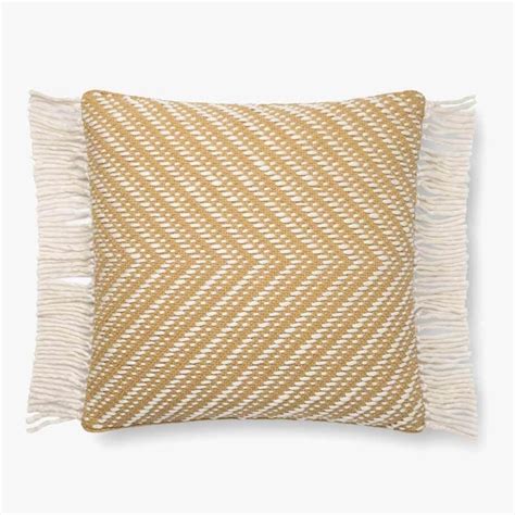 Accent Pillow Magnolia Home Cotton Side Fringe Goldivory With Down