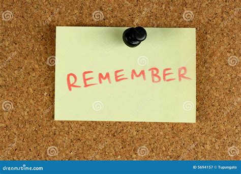 Remember Post It Note Stock Image Image Of Pinned Forgotten 5694157
