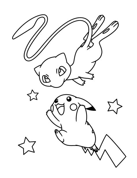 Pokemon Mew Coloring Pages Sketch Coloring Page