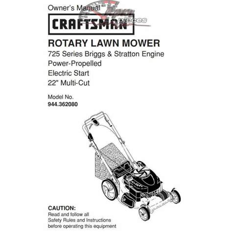 Find replacement parts for any craftsman walk behind lawn mowers repair project. Craftsman lawn mower parts Manual 944.362080