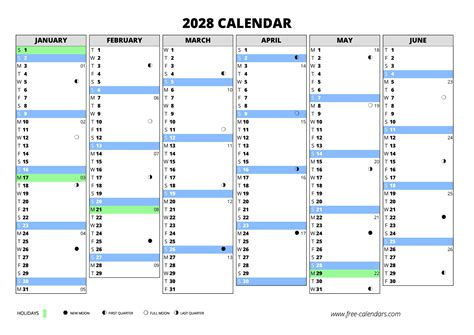 2028 Calendar ≡ Free