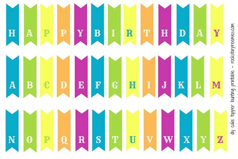 Alphabetbunting Printable Birthday Banner Birthday Cake Topper