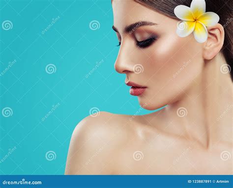 Spa Woman Face Closeup Attractive Spa Model With Healthy Skin Stock
