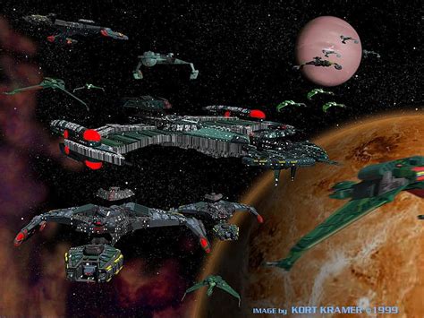 Klingon Fleet Stars Planets Moon Gas Clouds Klingons Romuluns Hd