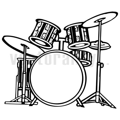 Drum Kit Drums Drummer Cymbals Music Band Vector Art File Etsy UK