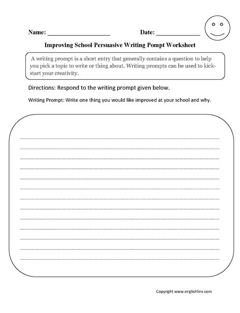 5th Grade Writing Prompts Worksheet
