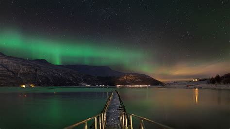 Nature Landscape Norway Mountains Aurora Borealis Aurorae Night