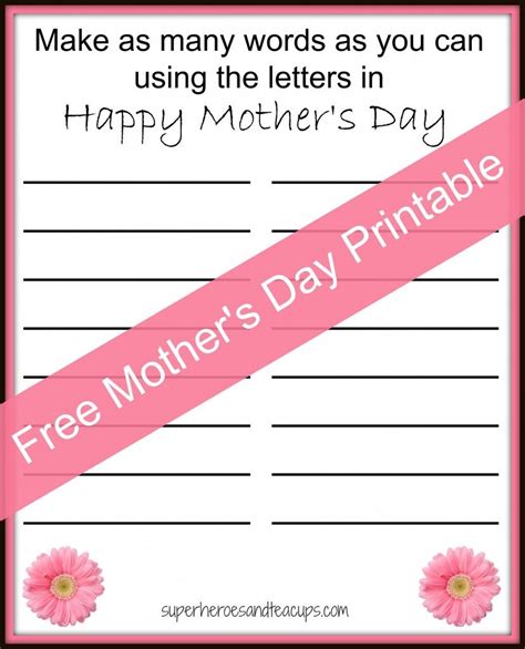 Happy Mothers Day Free Printable Mothers Day Games Happy Mothers
