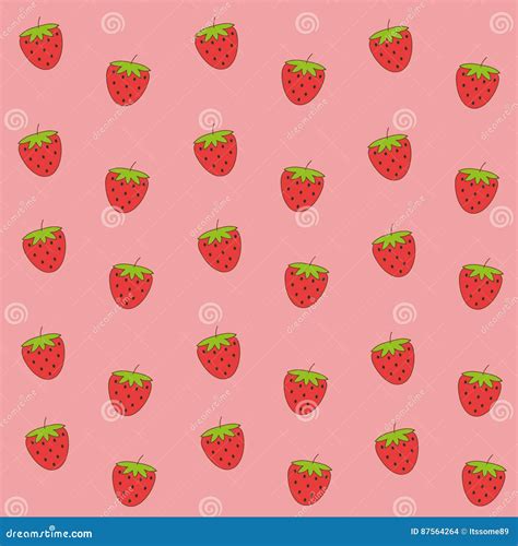 Cute Pink Strawberry Wallpaper Vector Illustration