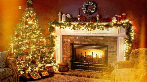 Living Room At Christmastime Hd Wallpaper Background