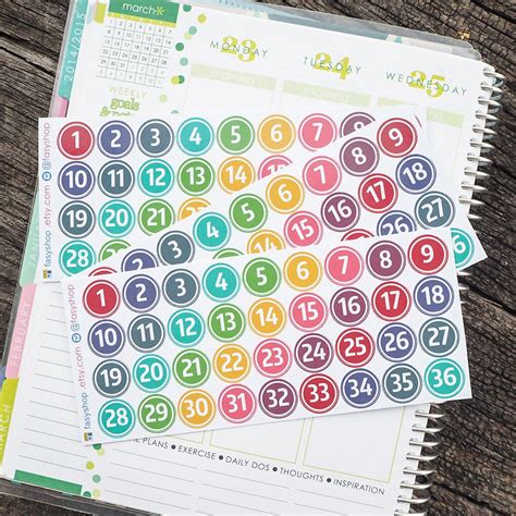 36 Countdown Stickers Numbers Small Circle Sticker Planner By