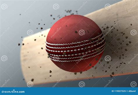 Cricket Ball Striking Bat In Slow Motion Stock Illustration